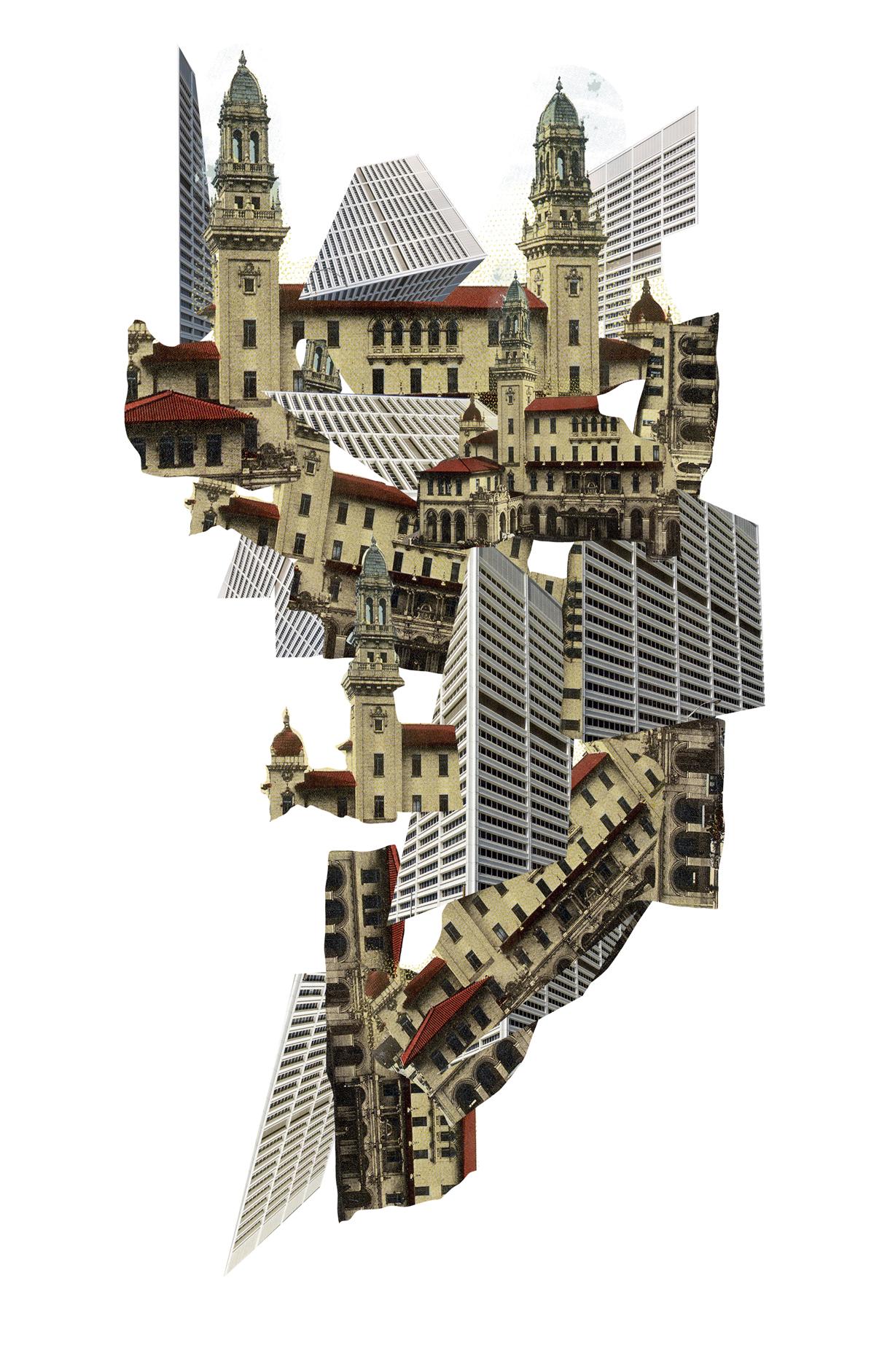Abstract Photograph di Ying Chen - Terminal Station/Rusell Federal Building. Collage digitale di fotografie