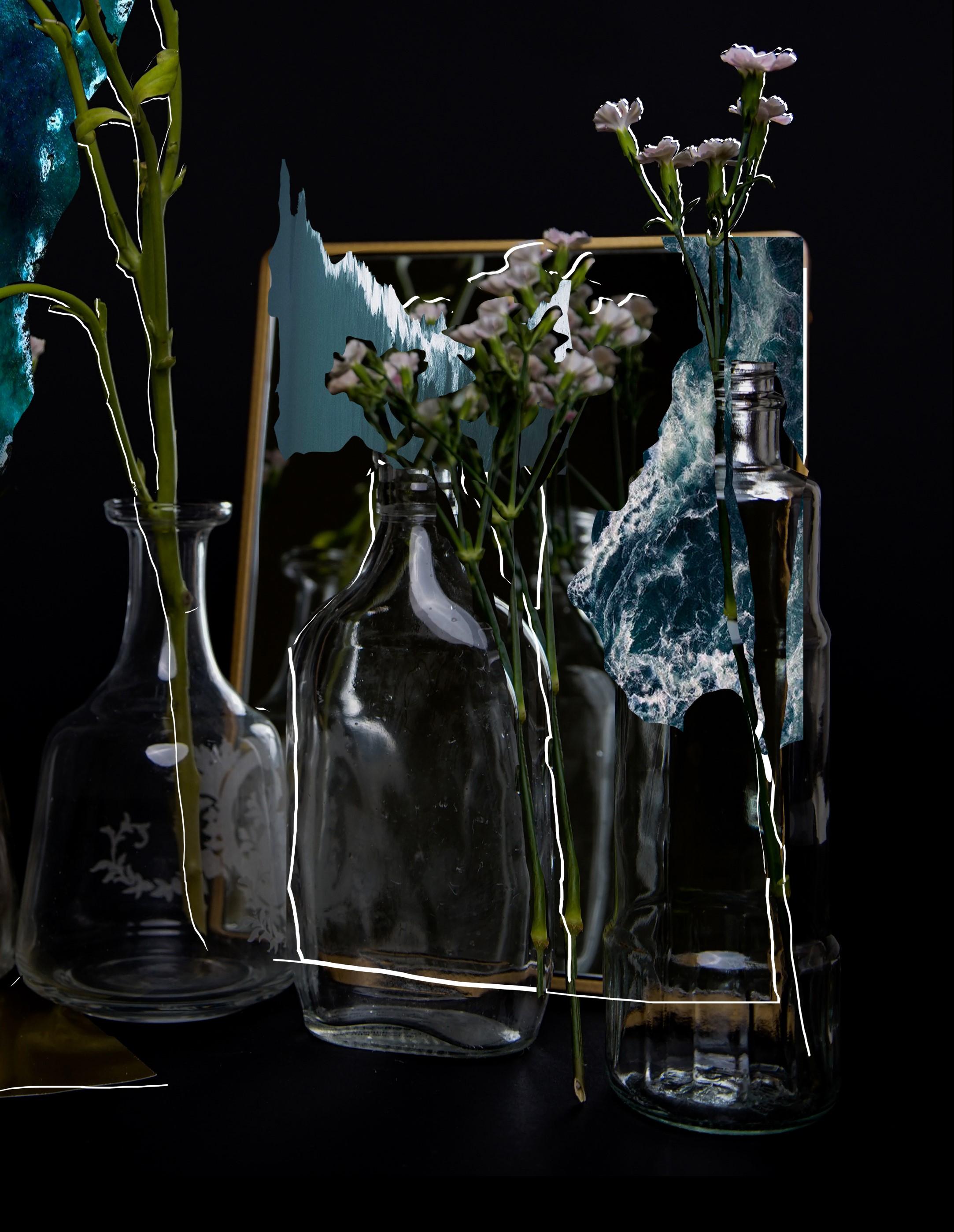 There is an ocean in my glass Series: Ying Chen has a recurring dream: scenery consisting of cloud filled Sky, fields of grass, and a body of water. In this foggy but colorful dream, the sky is cloudy, yet everything is brightly lit. there is a