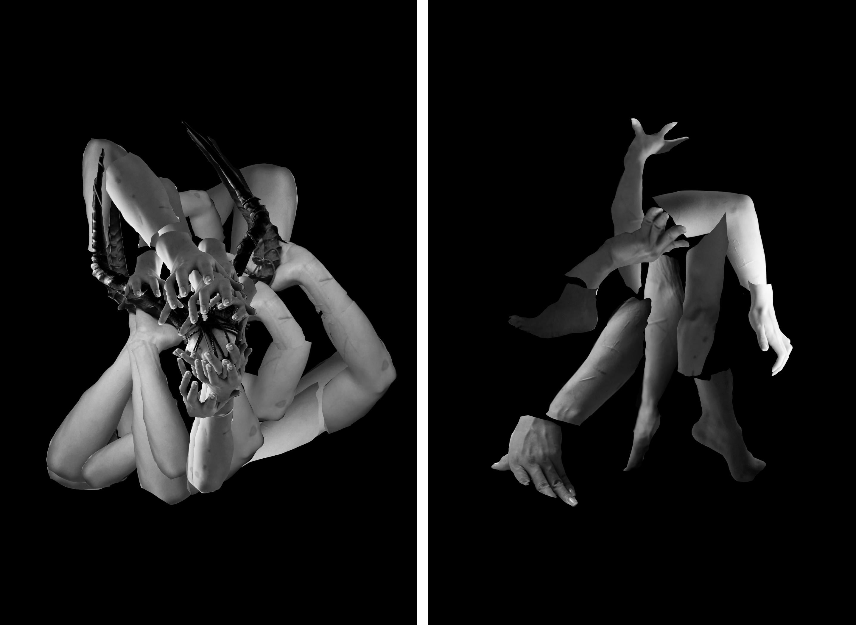Ying Chen Figurative Photograph -  Untitled 3 & 5 Diptych photographs from the Fragmented series