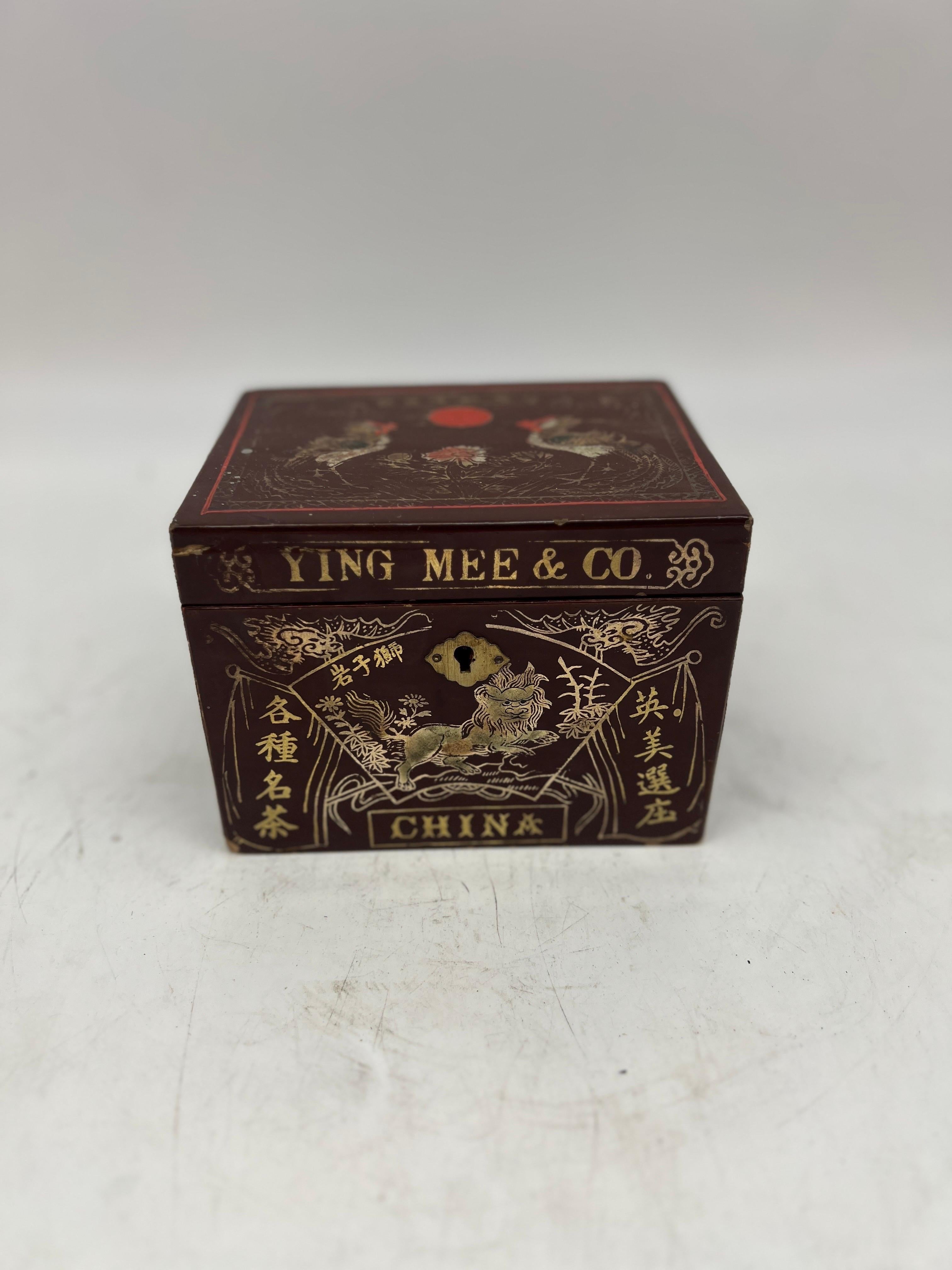 20th Century Ying Mee & Co., Antique Chinese Lacquer Tea Caddy or Box For Sale