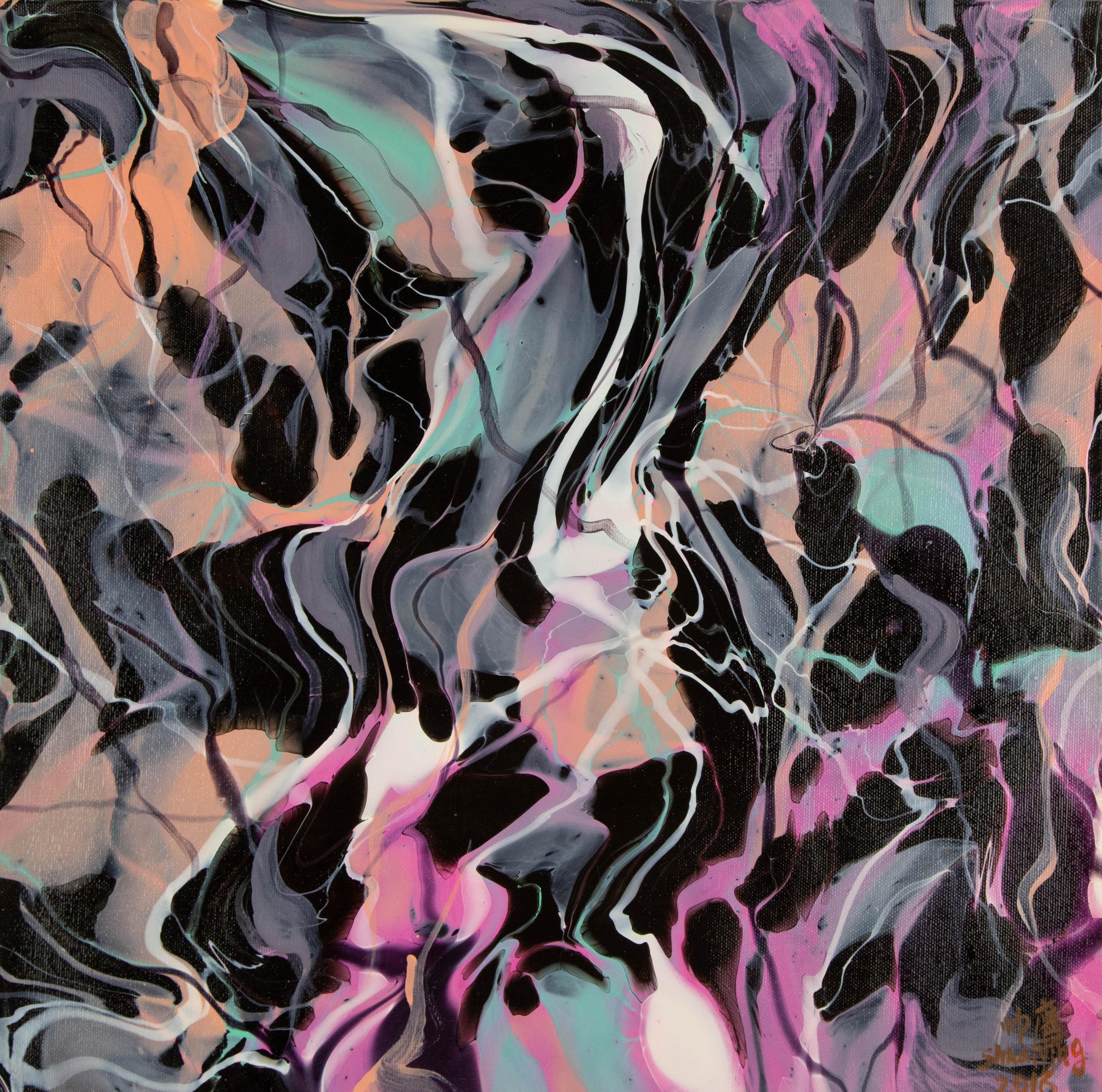  Título: Serie de luces y sombras fluidas IV
 Técnica: Óleo sobre lienzo
 Tamaño: 19,5 x 20 pulgadas
 Marco: Opciones de enmarcado disponibles
 Estado de conservación: El cuadro parece estar en excelentes condiciones.
 Nota: Este cuadro no está