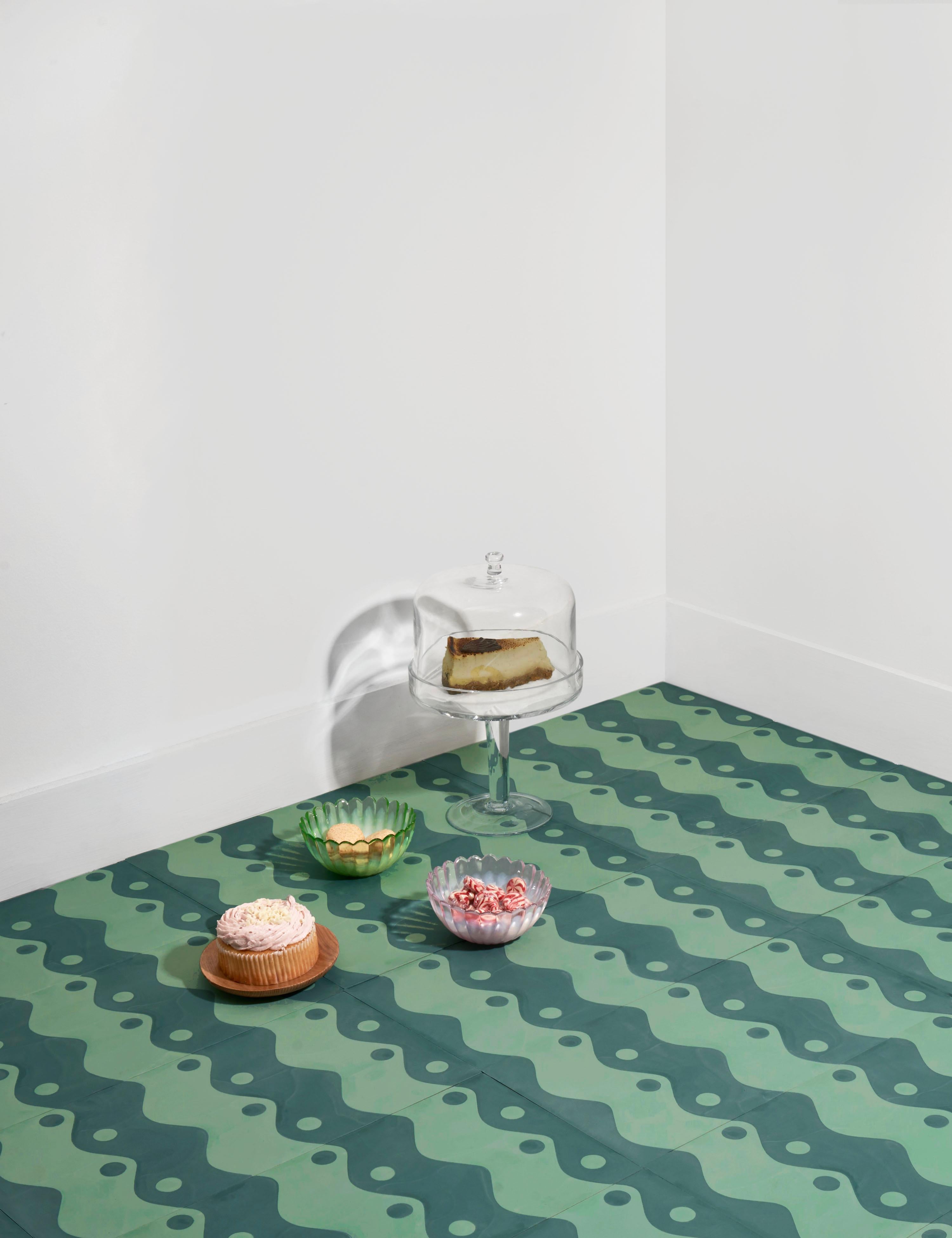 Ying is a groovy stripe design inspired by the positive/negative curves and dots of the Yin-yang.

Cement tiles
Type: Encaustic cement tile
Production process: Hydraulic pressing process
Materials: White cement, stone powder, additives, grey cement,