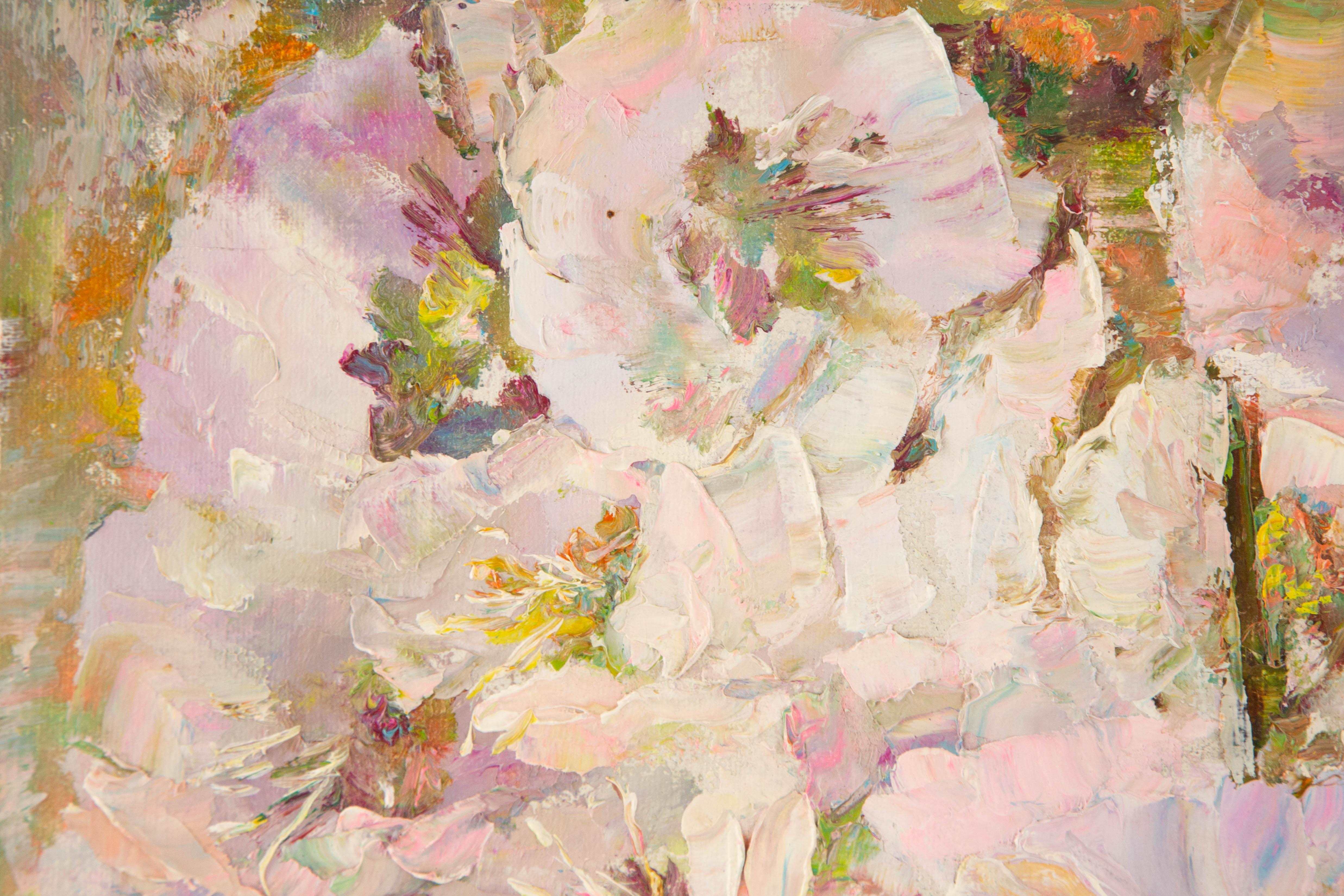 Ying Wang Floral Óleo original sobre lienzo 