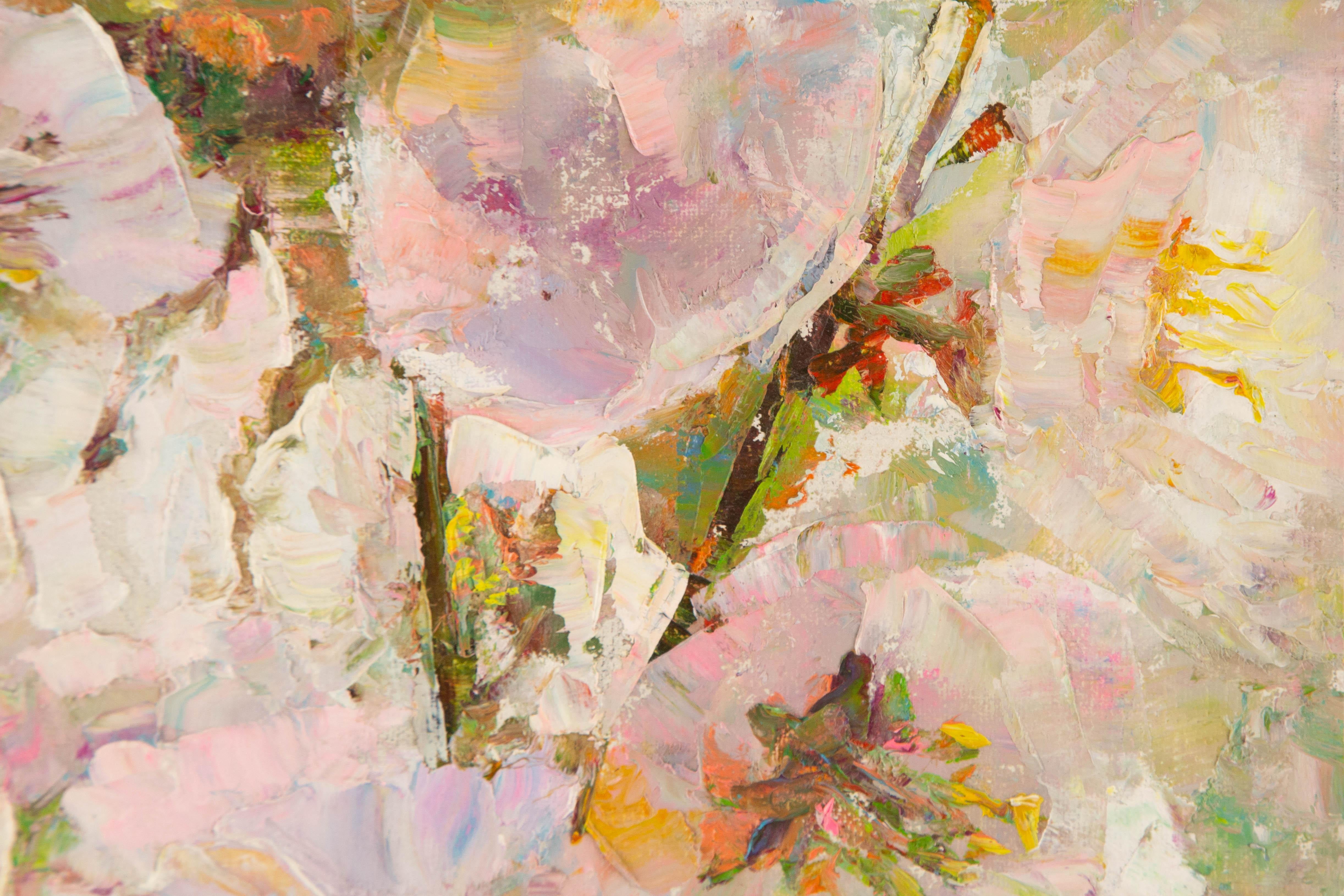 Ying Wang Floral Óleo original sobre lienzo 