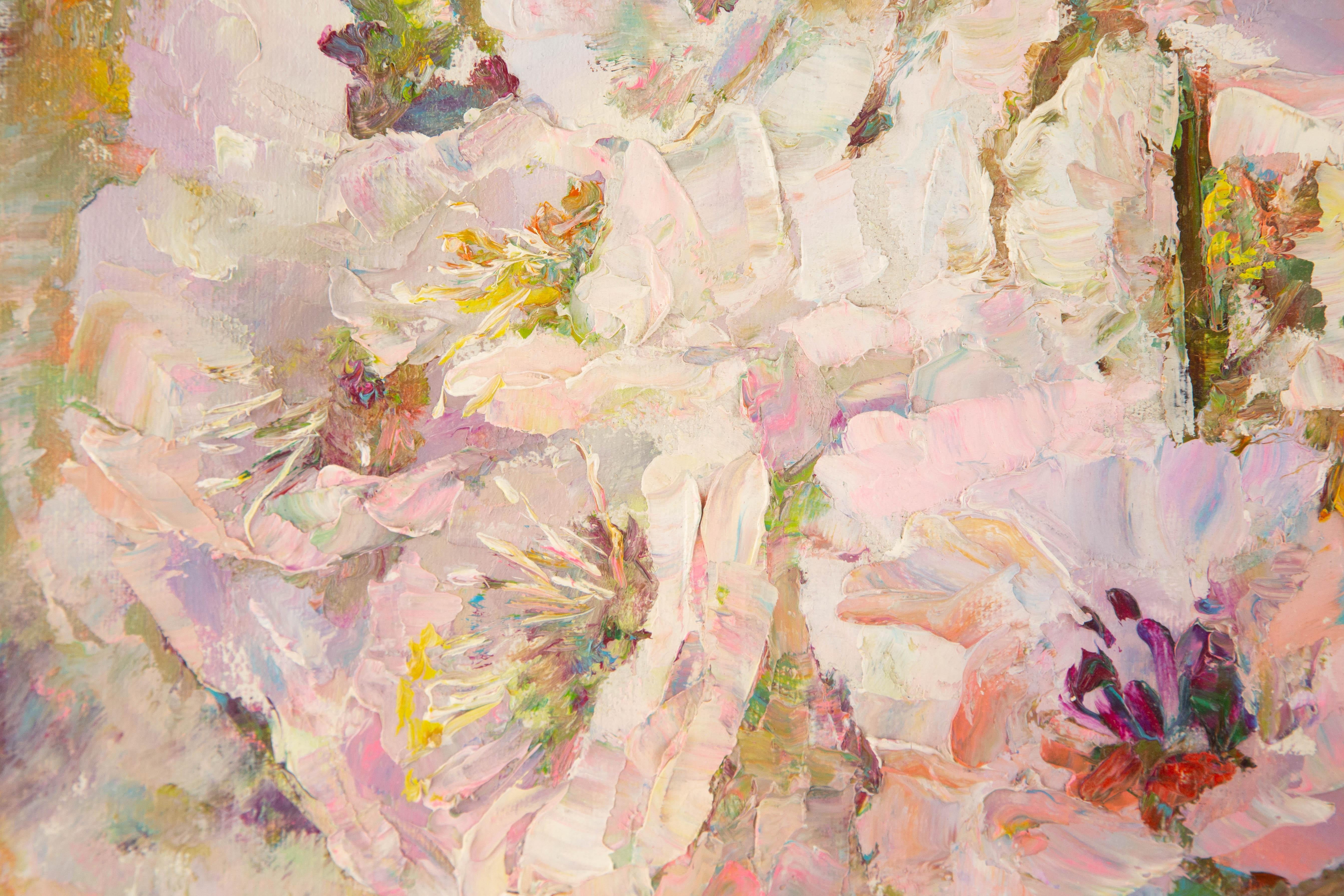 Ying Wang Floral Óleo original sobre lienzo 
