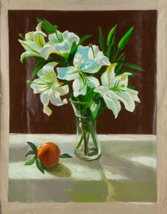 Ying Wang Natura morta originale Olio su tela "Giglio bianco