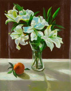Ying Wang Natura morta originale Olio su tela "Giglio bianco