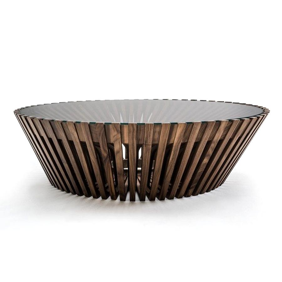 Modern Ying & Yang Wood / Glass Coffee Table, Designed by Steve Leung, Made in Italy For Sale