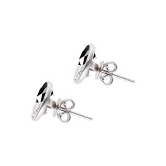 Ying Yang Studs - Black Sapphire & White Moissanite, 10kt Gold, Tension setting