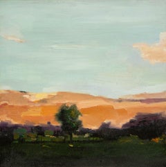 Yingying Cui Paisaje Acrílico Original Sobre Lienzo "Resplandor del Atardecer"