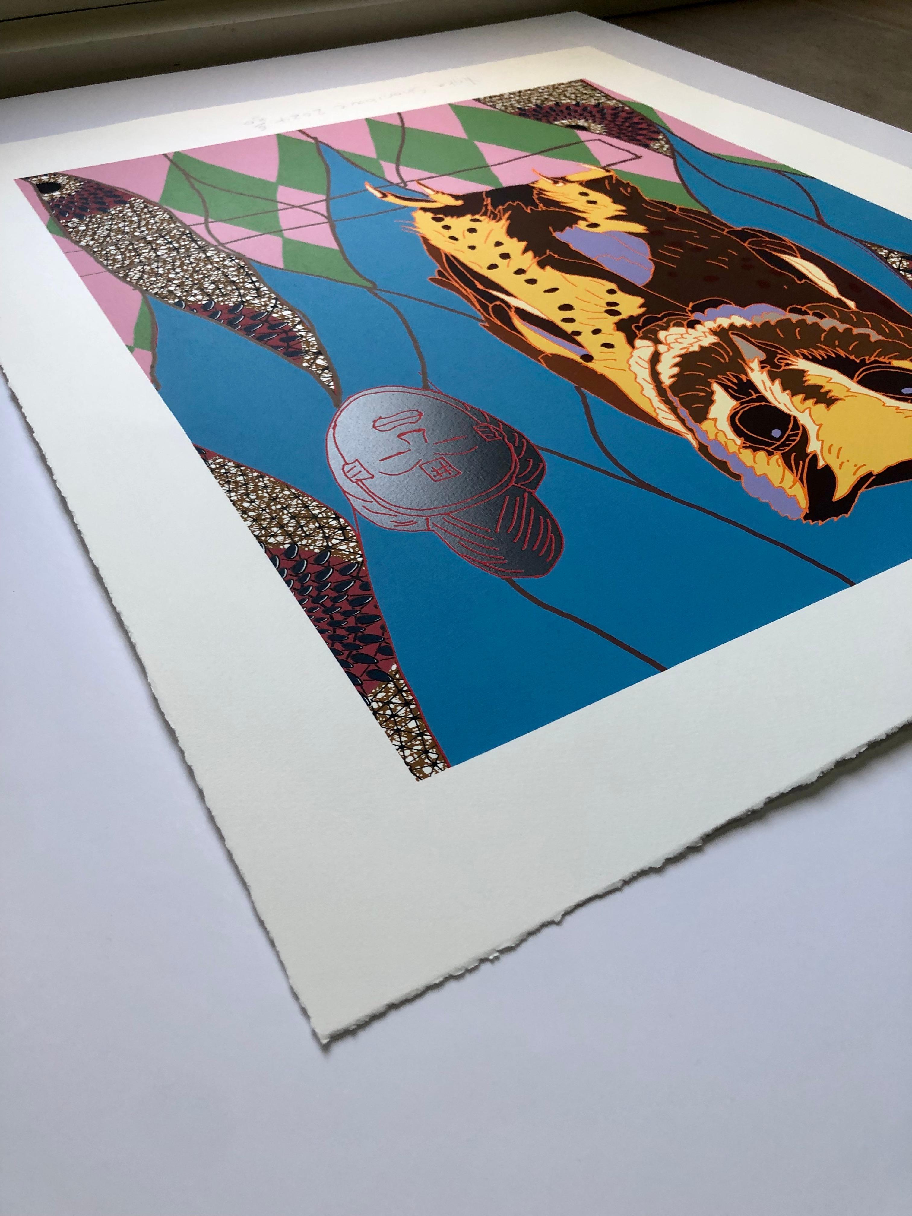 Magia de las Aves Africanas (Sokoke Scops-Búho y Máscara Okuyi) - Print de Yinka Shonibare