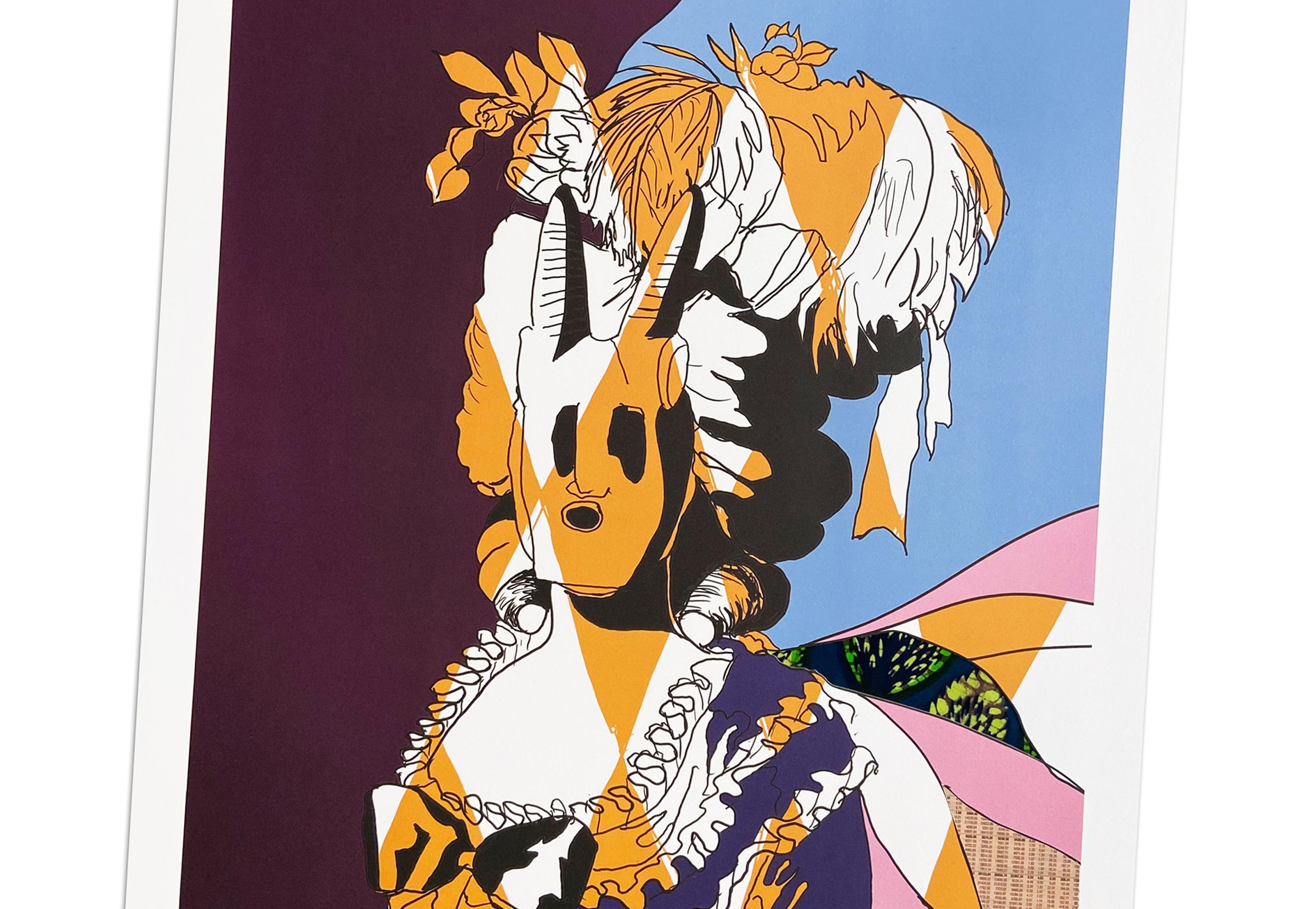 Yinka Shonibare, Aristocratico in blu - Stampa firmata con collage, artista britannico 3
