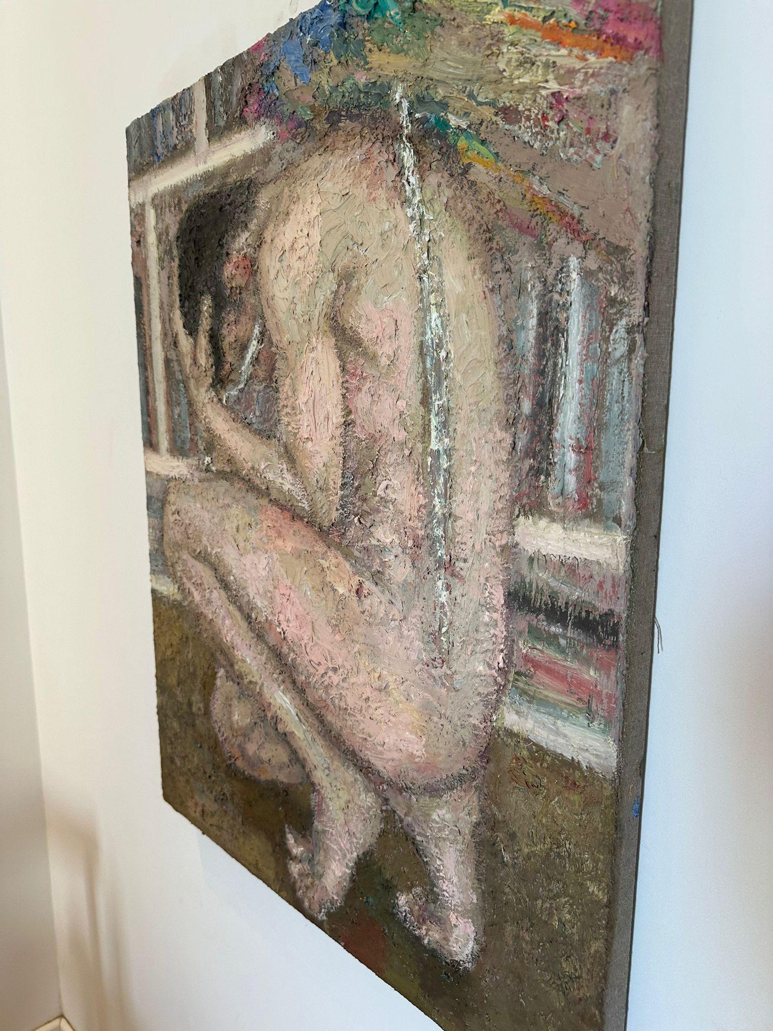 Hemed’s paintings inhabit a space between realism and intimacy. Depicting contemplative male figures in moments of vulnerability, his work is marked by an emotional depth that resists easy categorisation. In this new series, the artist continues his