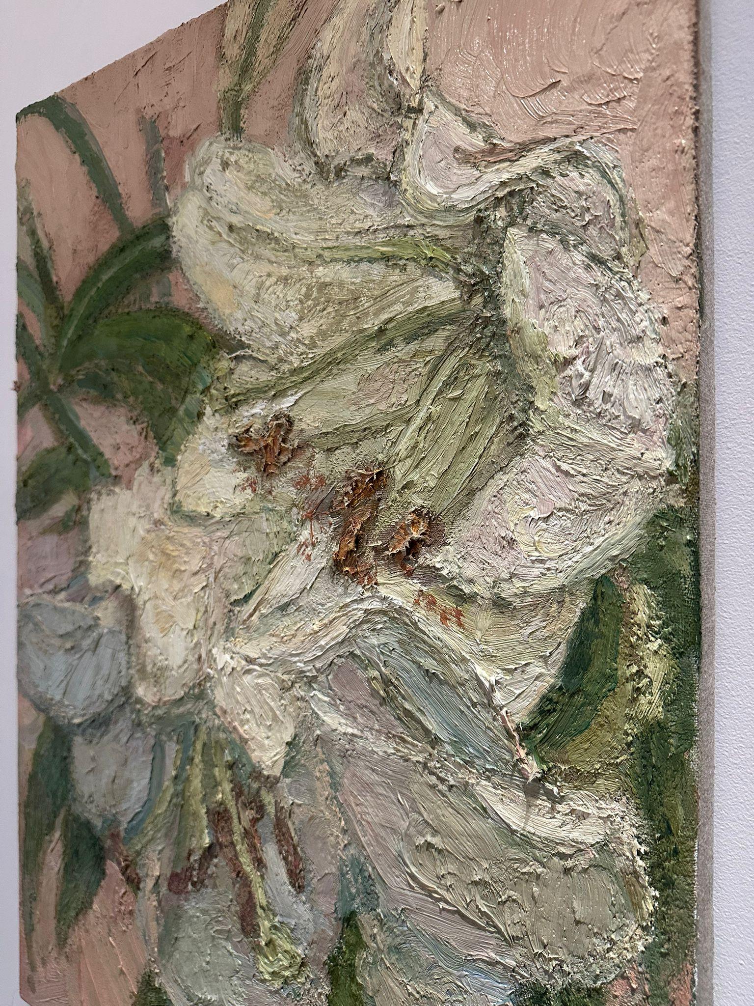 White Lily - Painting, Oil on canvas For Sale 9