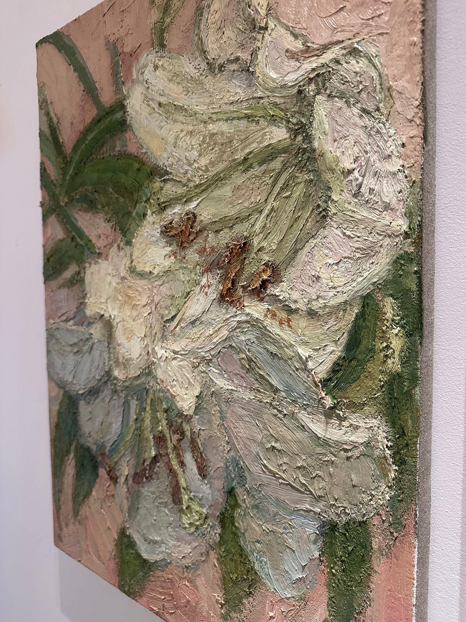 White Lily - Painting, Oil on canvas For Sale 2