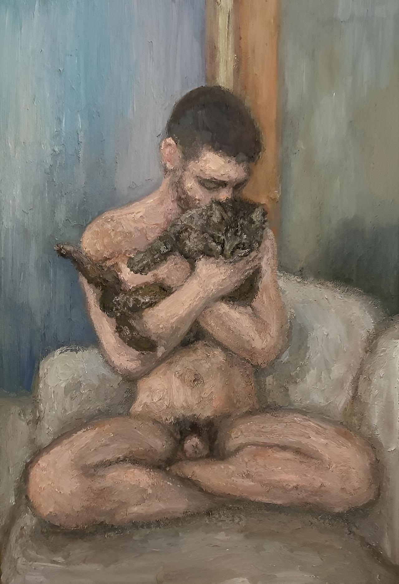 Young man with Isa (Oil Painting)