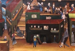 Art populaire israélien Peinture à l'huile Pogrom arabe Massacre Troublant