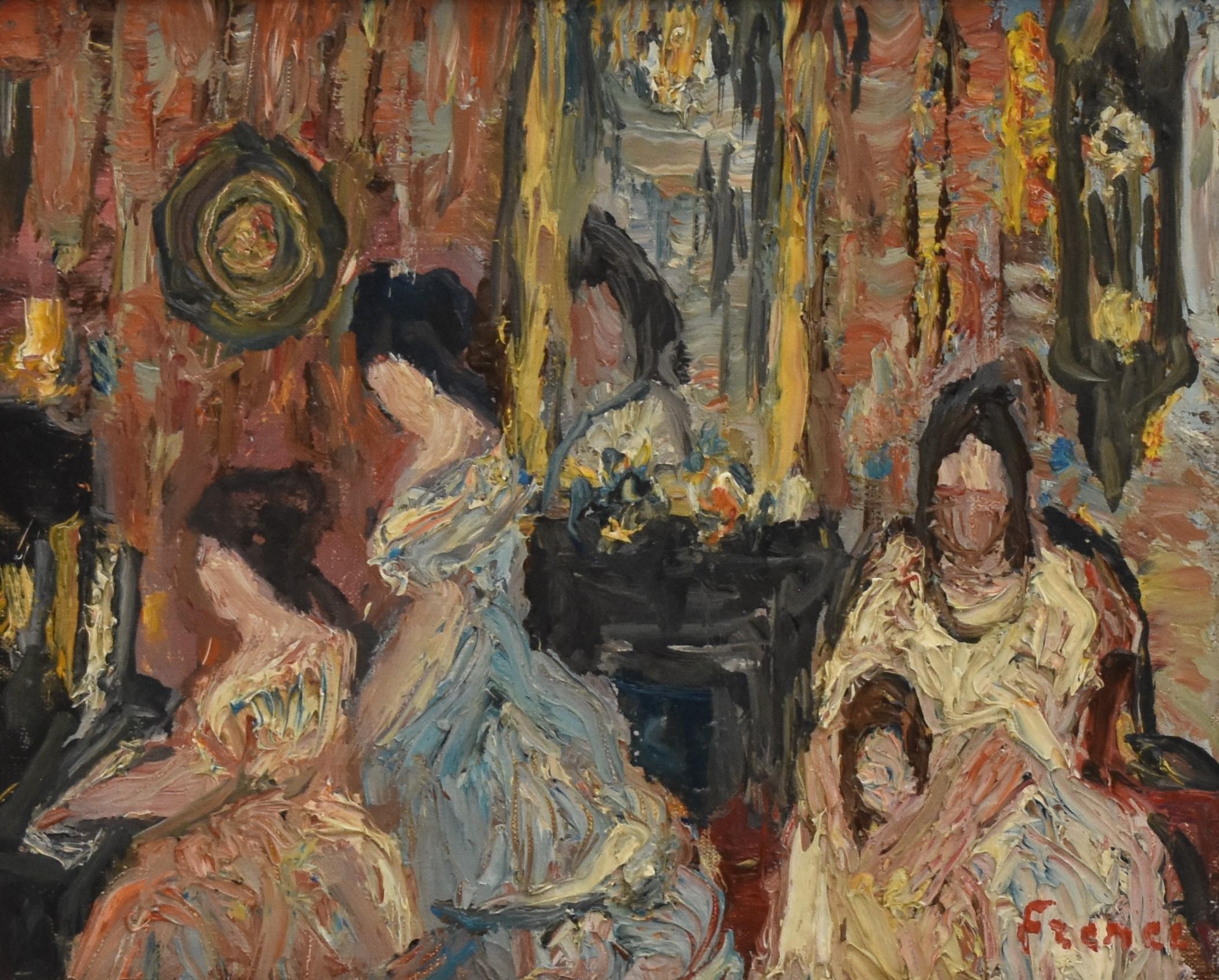 Entreprise élégante lors d'une matinée - Académie expressionniste des Beaux-Arts de Paris - Painting de Yitzhak Frenkel 