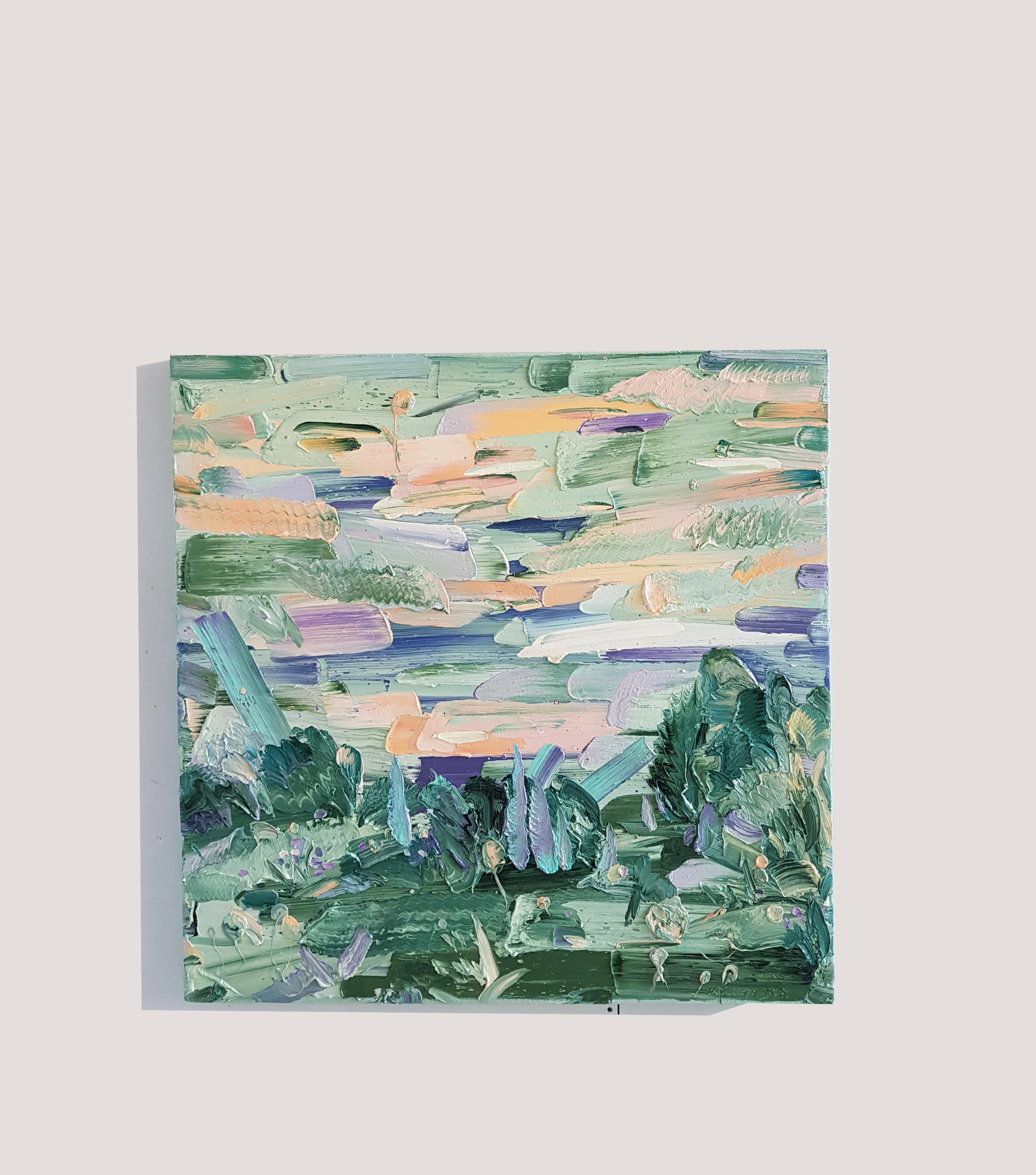 Là, foresta al tramonto_202054 - Painting di YiYi,Jeong-Eun