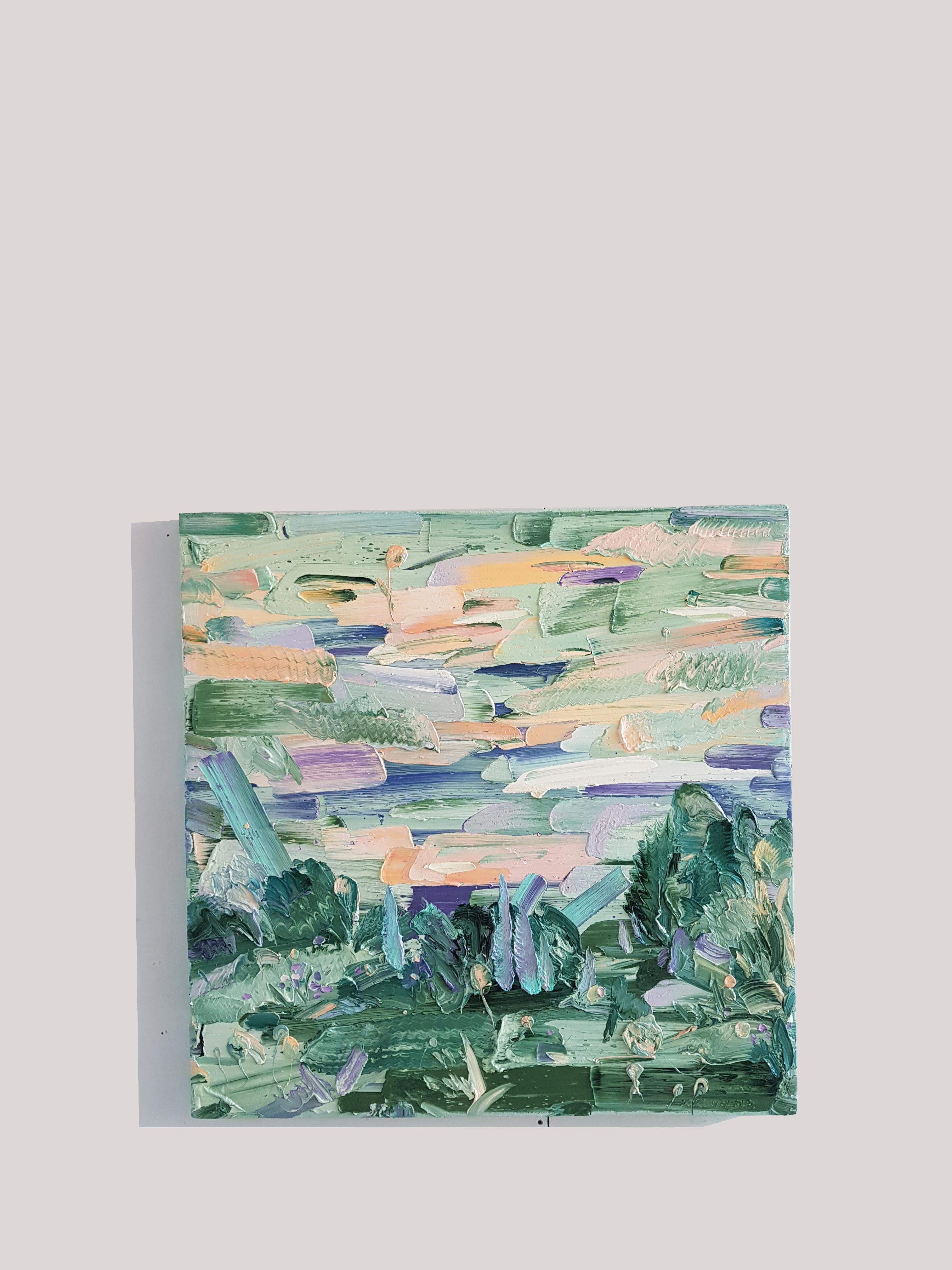 Là, foresta al tramonto_202054 - Abstract Painting Grigio di YiYi,Jeong-Eun