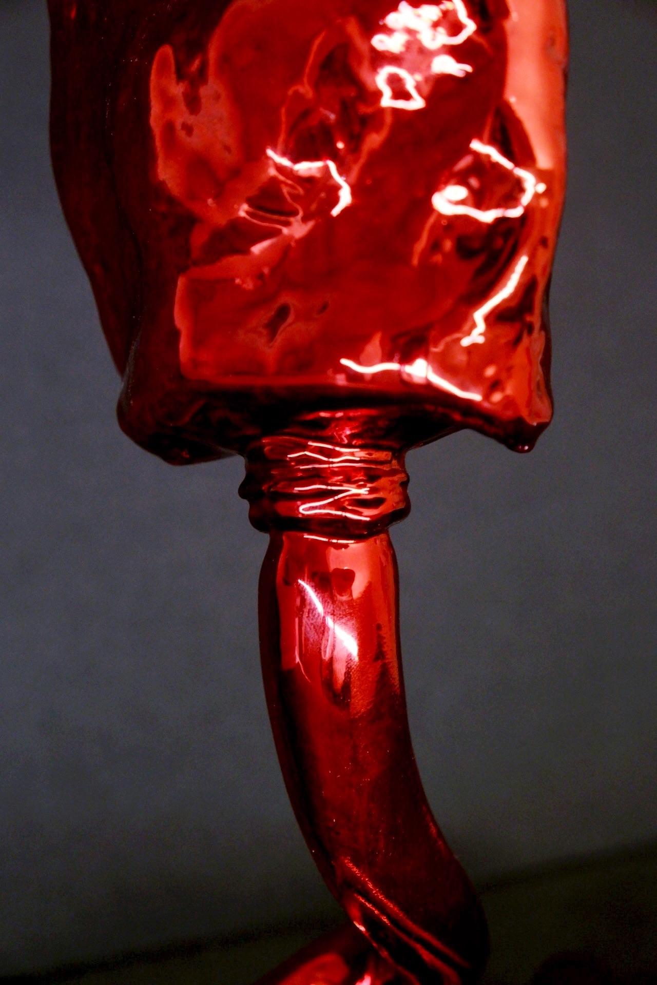 Yizhaq Mevorah has crafted this stunning bronze red polished sculpture that embodies the essence of creativity itself—a tube of paint. This piece, a harmonious blend of Mevorah's favored sculpting and painting disciplines, showcases his adeptness in
