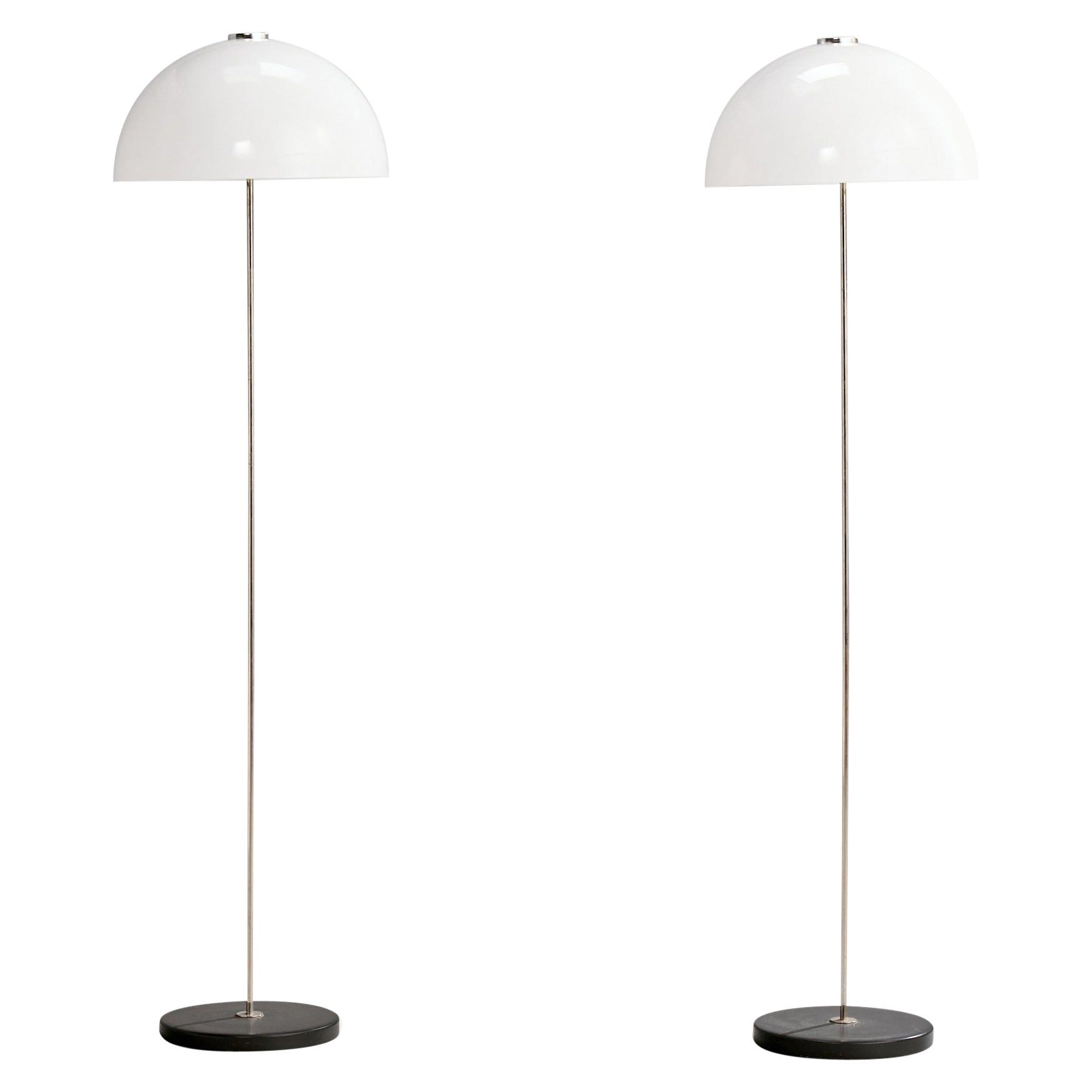 Yki Nummi, Floor Lamps, Acrylic, Metal, Finland, 1960s