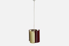 Yki Nummi, Pendant Light, Acrylic, Brass, Finland, 1960s
