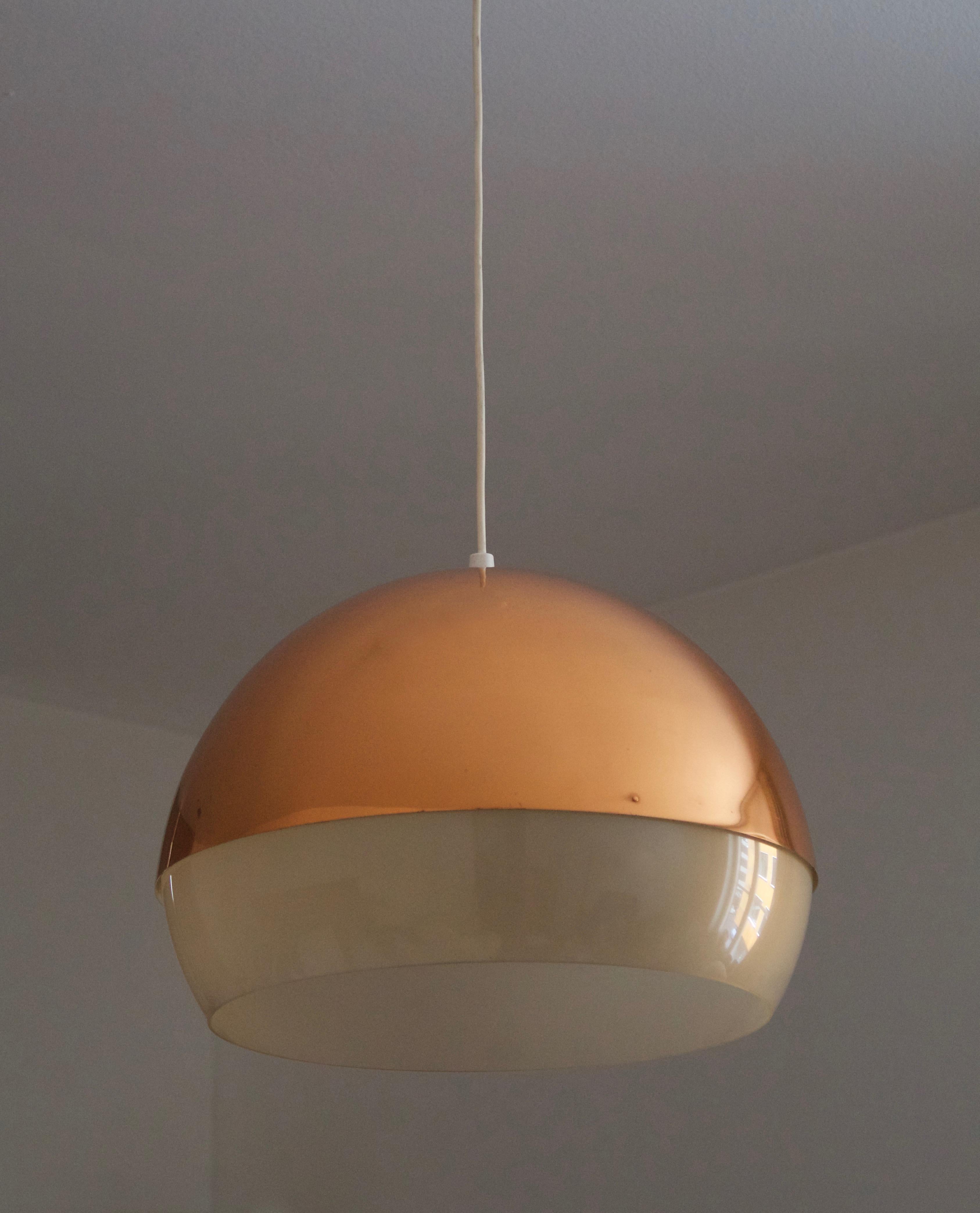 A pendant light, designed by Yki Nummi (Finnish, 1925-1984). Produced by Orno, c. 1950s-1960s.

