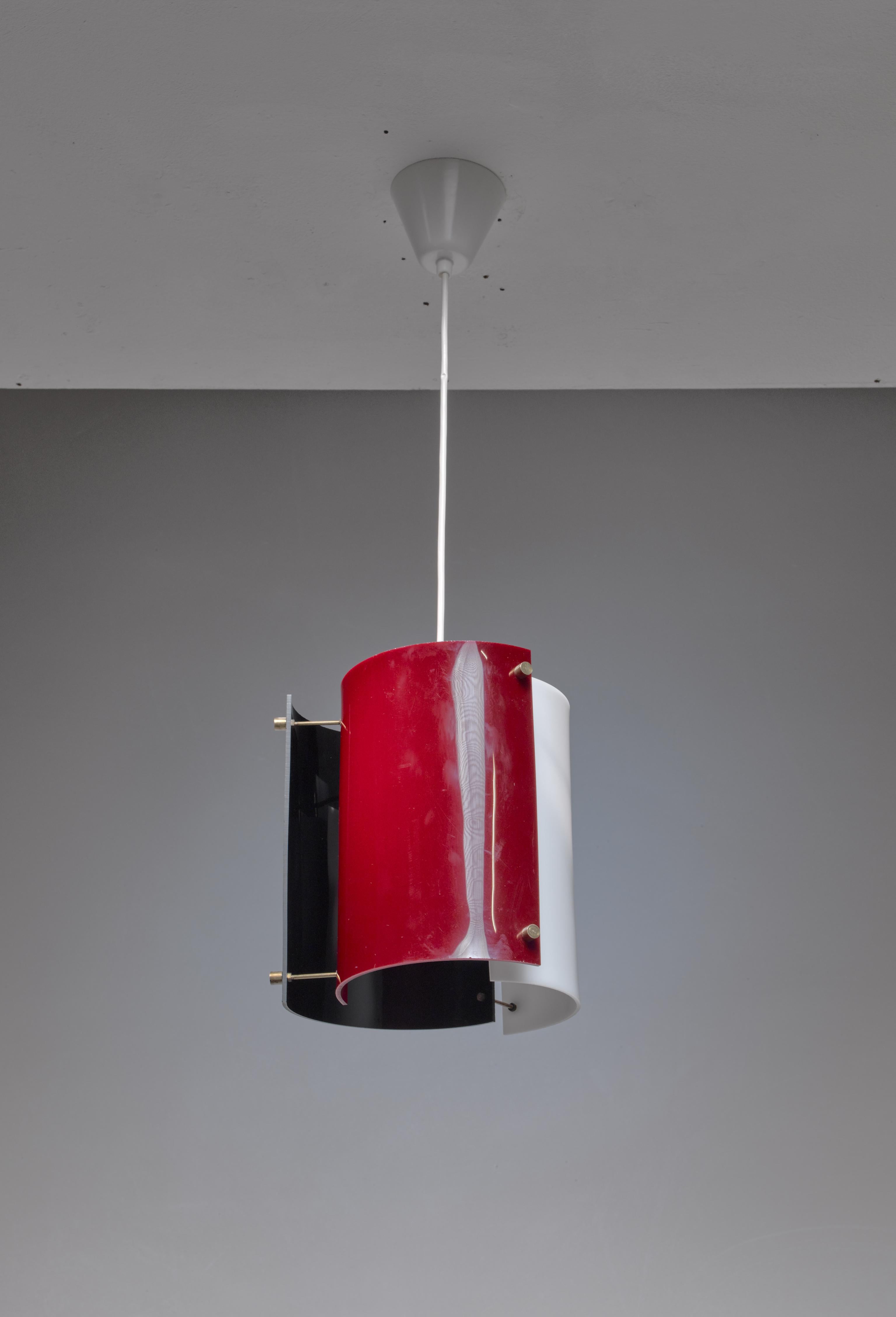 Finnish Yki Nummi Plexiglass Pendant Lamp for Orno, Finland, 1960s