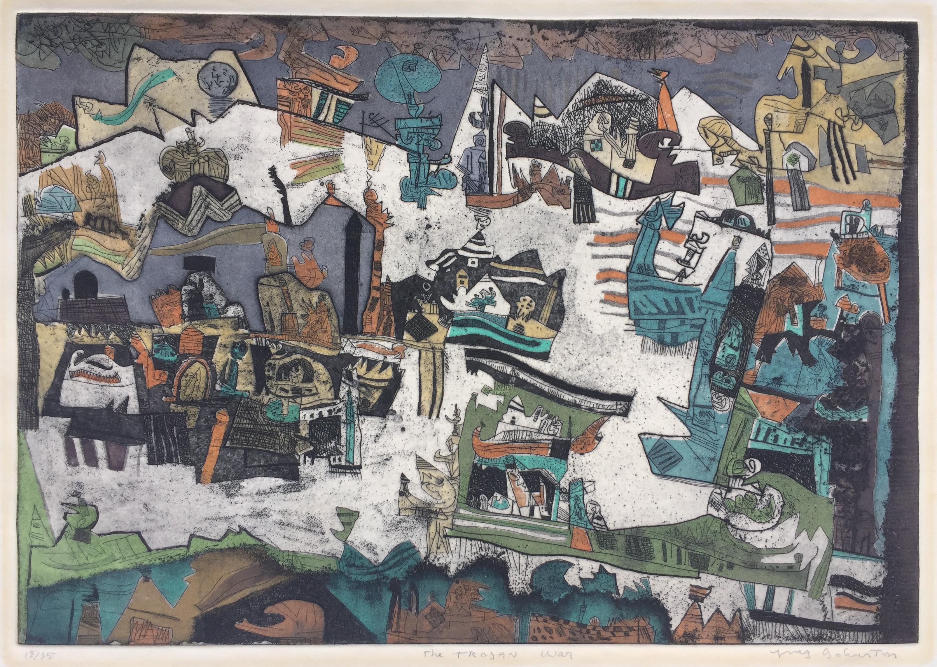 Ynez Johnston Abstract Print - THE TROJAN WAR