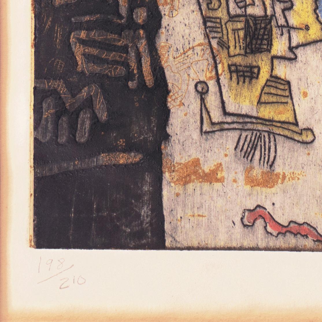 'Tribal Coast', Expressionist Woman artist, Museum of Modern Art, Guggenheim  - Brown Abstract Print by Ynez Johnston