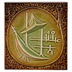 Yngve Blixt, Sweden, Wall Plaque in Glazed Stoneware
