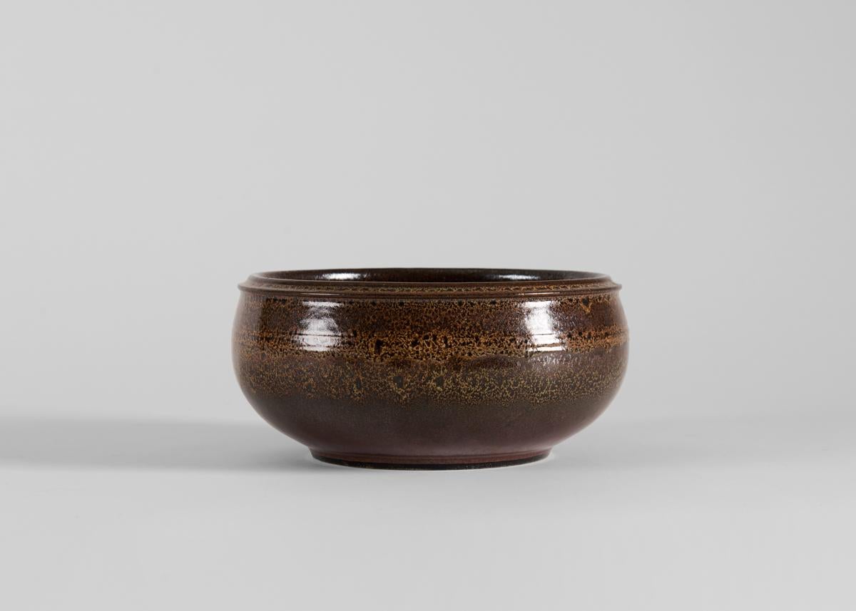 Swedish Yngve Blixt, Bowl with Brown Speckled Glaze, Sweden, 1970s For Sale