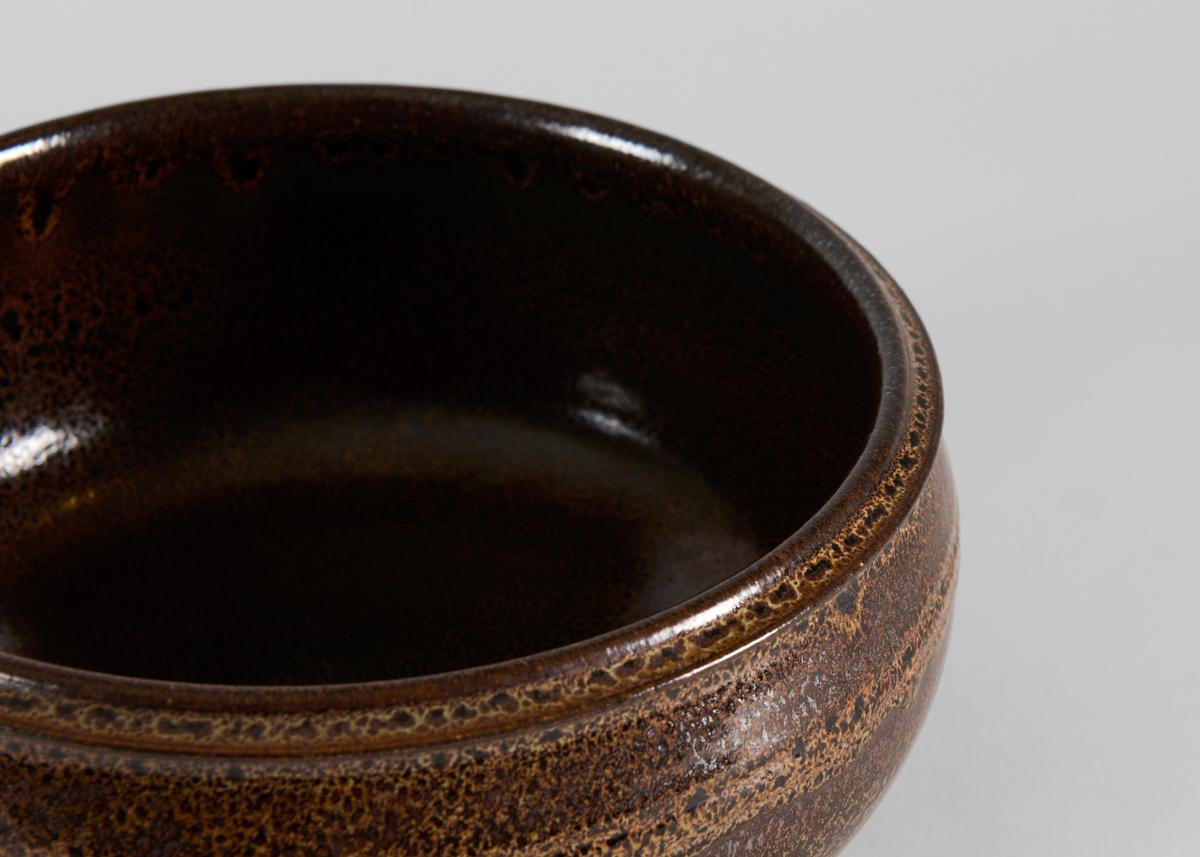 Glazed Yngve Blixt, Bowl with Brown Speckled Glaze, Sweden, 1970s For Sale
