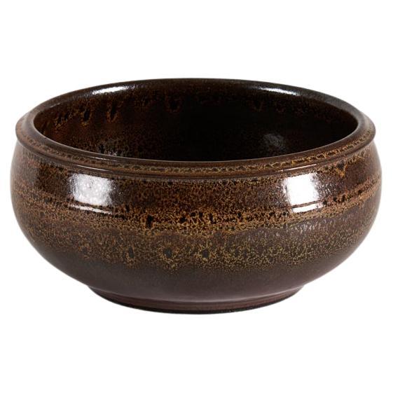 Yngve Blixt, Bowl with Brown Speckled Glaze, Sweden, 1970s For Sale