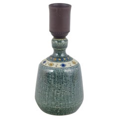 Yngve Blixt, Höganäs. Stoneware table lamp with textured surface and green glaze