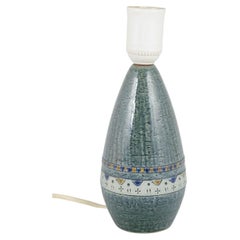 Yngve Blixt, Höganäs. Stoneware table lamp with textured surface and green glaze