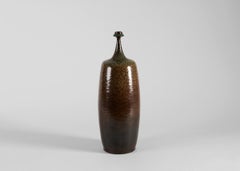 Yngve Blixt, Long-Necked Vase with Blue and Yellow Speckled Glaze, Sweden, 1975