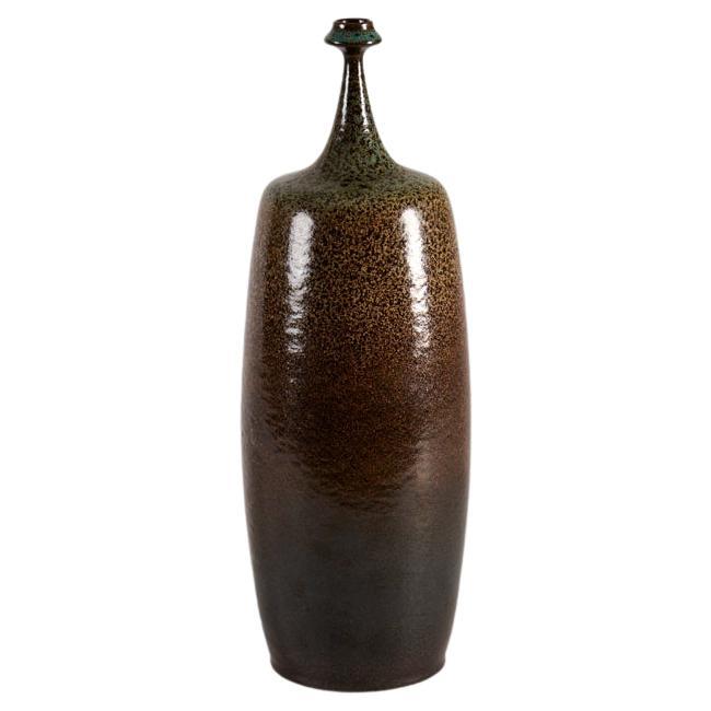 Yngve Blixt, Long-Necked Vase with Blue and Yellow Speckled Glaze, Sweden, 1975 For Sale