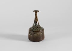 Yngve Blixt, Long-necked Vase with Green Mottled Glaze, Sweden, 1960s