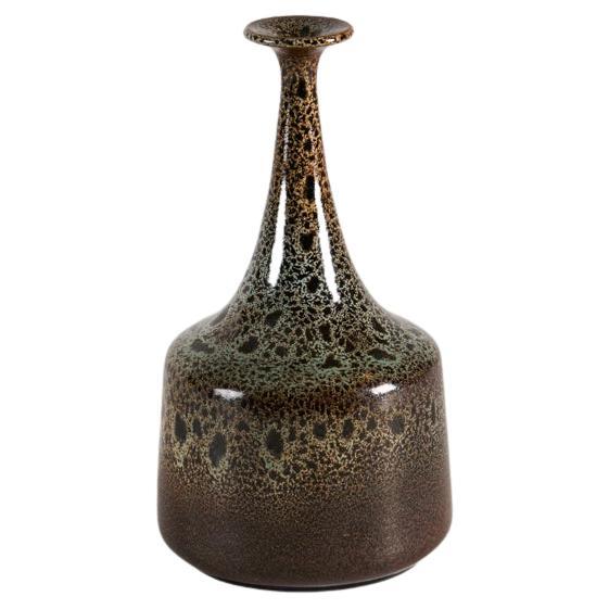 Yngve Blixt, Long-necked Vase with Green Mottled Glaze, Sweden, 1960s For Sale