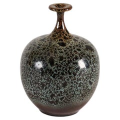 Yngve Blixt, Long-Necked Vase with Green Speckled Glaze, Sweden, 1974