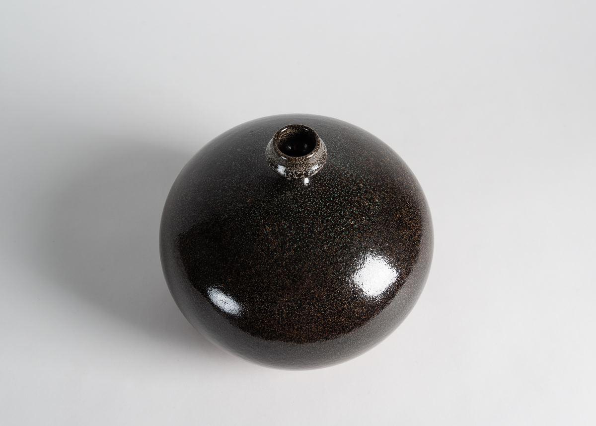 Glazed Yngve Blixt, Round Vase with Beveled Rim, Sweden, 1970s