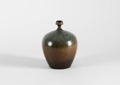 Yngve Blixt, Round Vase with Green Speckled Glaze, Sweden, 1974