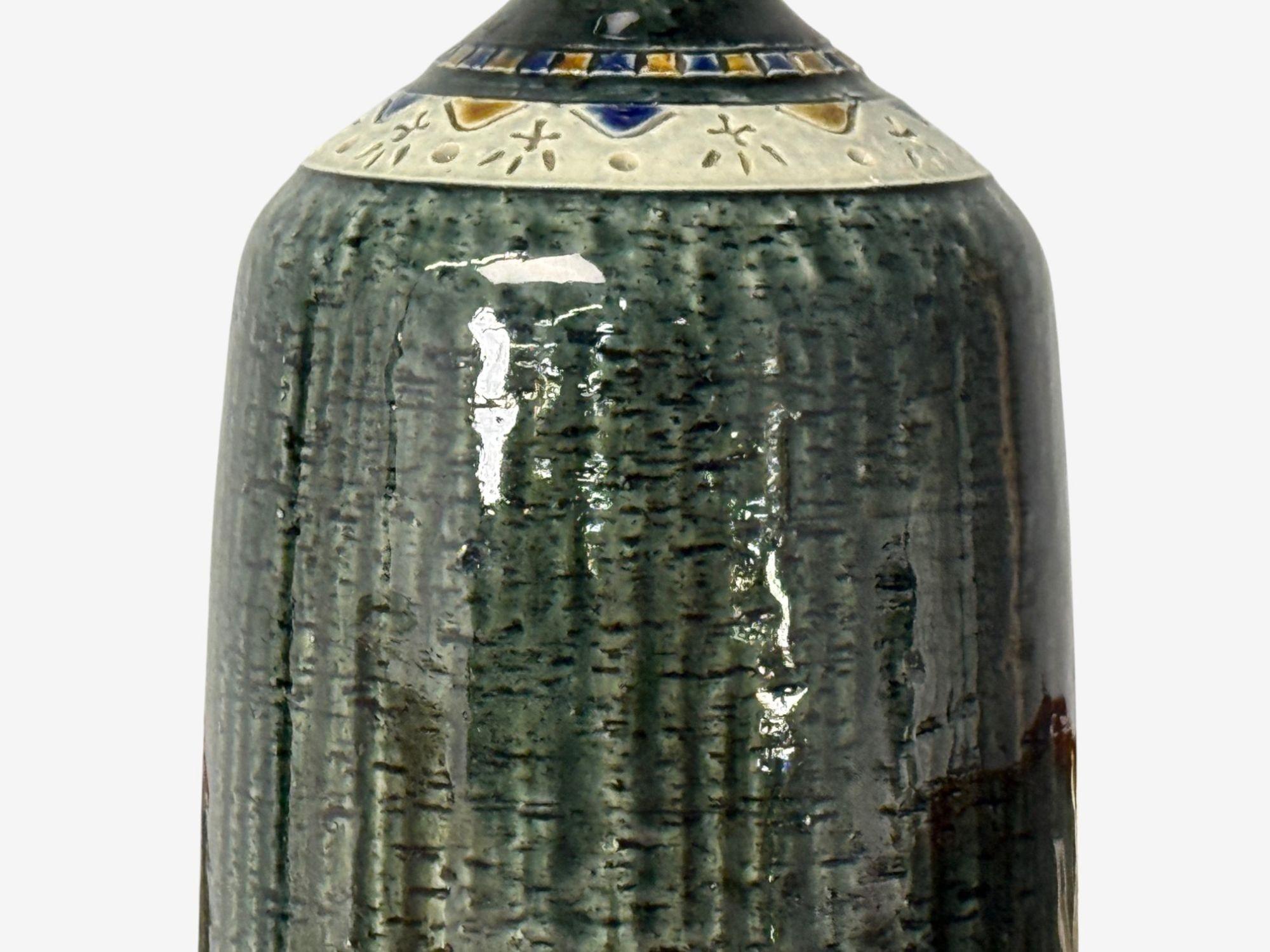 Mid-20th Century Yngve Blixt, Swedish Modern, Green Stoneware, Table Lamp, Sweden, 1960s For Sale