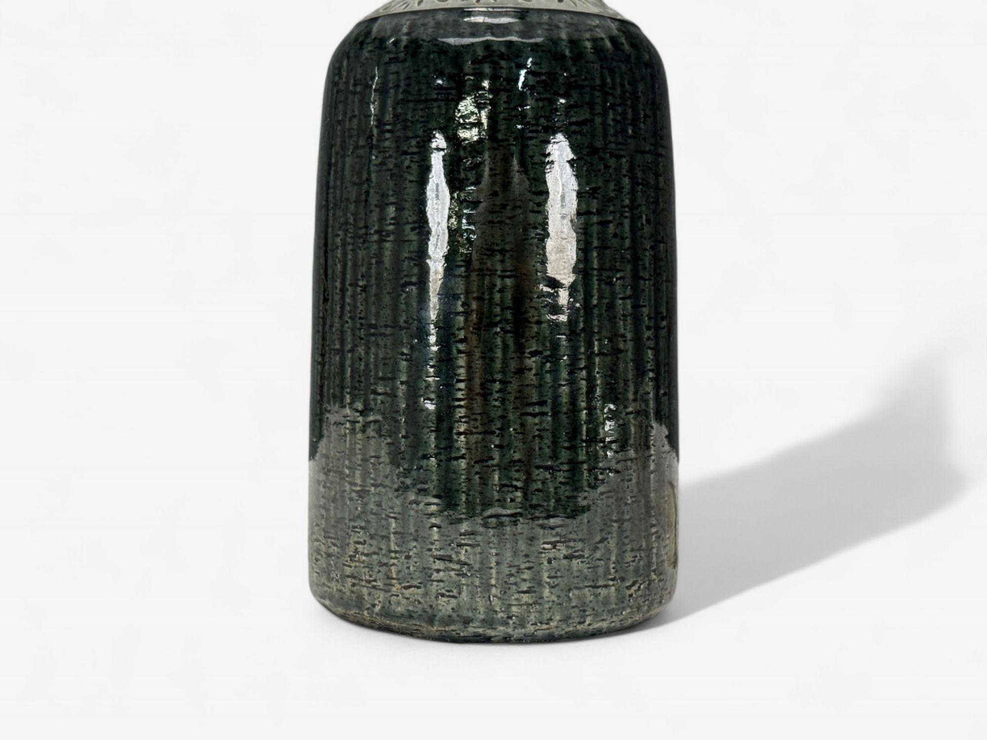 Ceramic Yngve Blixt, Swedish Modern, Green Stoneware, Table Lamp, Sweden, 1960s For Sale