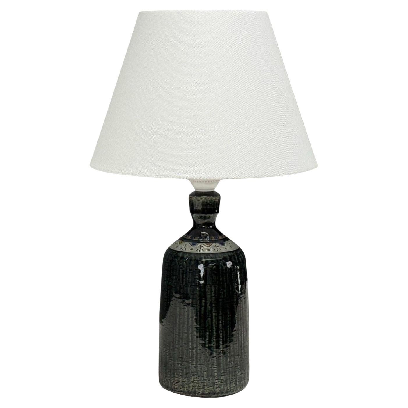 Yngve Blixt, Swedish Modern, Green Stoneware, Table Lamp, Sweden, 1960s For Sale