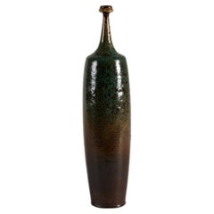 Yngve Blixt, Tall Vase with Blue and Yellow Speckled Glaze, Sweden, 1974