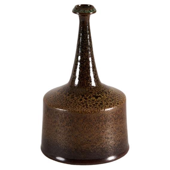 Yngve Blixt, Tall Vase with Copper Speckled Glaze, Sweden, 1974 For Sale