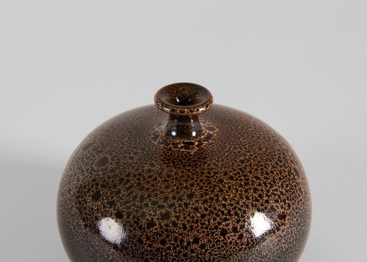 Swedish Yngve Blixt, Vase with Brown Speckled Glaze, Sweden, 1970s For Sale